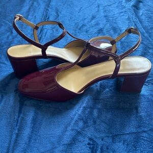 J. Crew Burgundy Patent Leather Heels